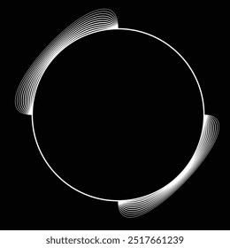 Lines in Circle Form . Linear rounded shape Vector Illustration .Lots of circles form a ring. Wave Logo . Design element . Various circle lines forming round frame . Abstract Geometric line art .