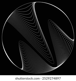 Linhas em forma de círculo . Forma arredondada linear Ilustração vetorial. Muitos círculos formam um anel. Logotipo da Wave . Elemento de design . Várias linhas de círculo formando quadro redondo . Arte de linha geométrica abstrata .