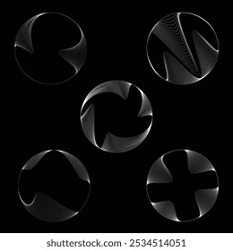 Lines in Circle Form . Linear rounded shape Vector Illustration .Lots of circles form a ring. Wave Logo . Design element . Various circle lines forming round frame . Abstract Geometric line art .