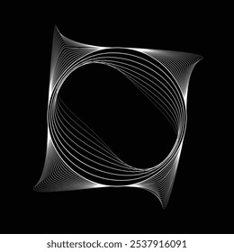 Linhas em forma de círculo . Forma arredondada linear Ilustração vetorial. Muitos círculos formam um anel. Logotipo da Wave . Elemento de design . Várias linhas de círculo formando quadro redondo . Arte de linha geométrica abstrata .