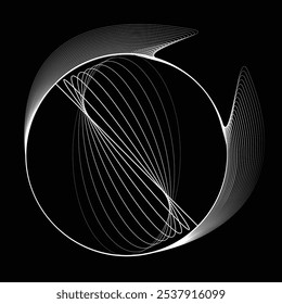 Linhas em forma de círculo . Forma arredondada linear Ilustração vetorial. Muitos círculos formam um anel. Logotipo da Wave . Elemento de design . Várias linhas de círculo formando quadro redondo . Arte de linha geométrica abstrata .