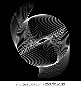 Linhas em forma de círculo . Forma arredondada linear Ilustração vetorial. Muitos círculos formam um anel. Logotipo da Wave . Elemento de design . Várias linhas de círculo formando quadro redondo . Arte de linha geométrica abstrata .