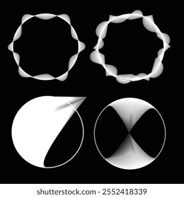 Linien in Kreisform . Lineare abgerundete Form Vektorgrafik .Viele Kreise bilden einen Ring. Wave-Logo . Gestaltungselement . Verschiedene Kreislinien, die einen runden Rahmen bilden. Abstrakt Gradientenlinienart .