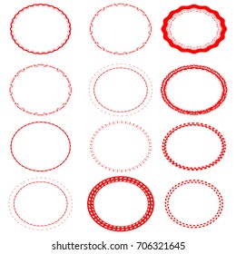  Lines in Circle Form . ovals Vector Illustration .Technology round Logo . Design element . Abstract Geometric shape . Striped border frame for image . red elliptical icons