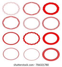  Lines in Circle Form . ovals Vector Illustration .Technology round Logo . Design element . Abstract Geometric shape . Striped border frame for image . red elliptical icons