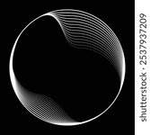 Lines in Circle Form . Rotate rounded shape Vector Illustration .Rotating circles form a ring.Rotating design element . Various circle lines forming round frame . Abstract Geometric line art .