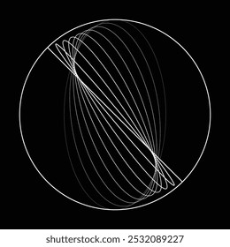 Lines in Circle Form . Rotate rounded shape Vector Illustration .Rotating circles form a ring.Rotating design element . Various circle lines forming round frame . Abstract Geometric line art .