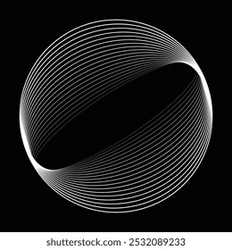 Linhas em forma de círculo . Girar forma arredondada Ilustração de vetor .Círculos giratórios formam um elemento de design ring.Rotating . Várias linhas de círculo formando quadro redondo . Arte de linha geométrica abstrata .