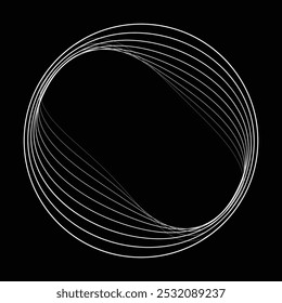 Lines in Circle Form . Rotate rounded shape Vector Illustration .Rotating circles form a ring.Rotating design element . Various circle lines forming round frame . Abstract Geometric line art .