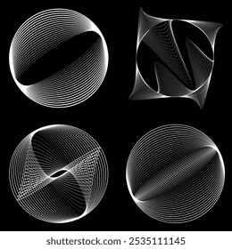 Linhas em forma de círculo . Girar forma arredondada Ilustração de vetor .Círculos giratórios formam um elemento de design ring.Rotating . Várias linhas de círculo formando quadro redondo . Arte de linha geométrica abstrata .