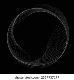 Lines in Circle Form . Rotate rounded shape Vector Illustration .Rotating circles form a ring.Rotating design element . Various circle lines forming round frame . Abstract Geometric line art .