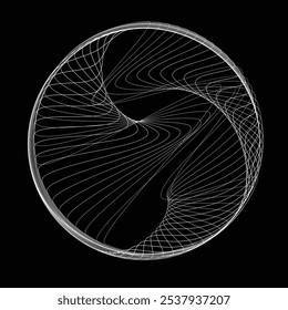 Lines in Circle Form . Rotate rounded shape Vector Illustration .Rotating circles form a ring.Rotating design element . Various circle lines forming round frame . Abstract Geometric line art .