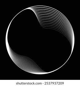 Lines in Circle Form . Rotate rounded shape Vector Illustration .Rotating circles form a ring.Rotating design element . Various circle lines forming round frame . Abstract Geometric line art .