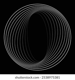 Lines in Circle Form . Rotate rounded shape Vector Illustration .Rotating circles form a ring.Rotating design element . Various circle lines forming round frame . Abstract Geometric line art .