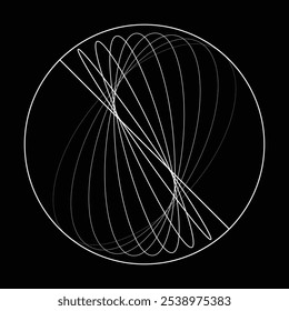 Linhas em forma de círculo . Girar forma arredondada Ilustração de vetor .Círculos giratórios formam um elemento de design ring.Rotating . Várias linhas de círculo formando quadro redondo . Arte de linha geométrica abstrata .