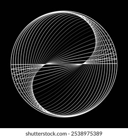 Linhas em forma de círculo . Girar forma arredondada Ilustração de vetor .Círculos giratórios formam um elemento de design ring.Rotating . Várias linhas de círculo formando quadro redondo . Arte de linha geométrica abstrata .