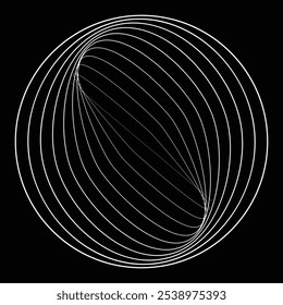 Lines in Circle Form . Rotate rounded shape Vector Illustration .Rotating circles form a ring.Rotating design element . Various circle lines forming round frame . Abstract Geometric line art .