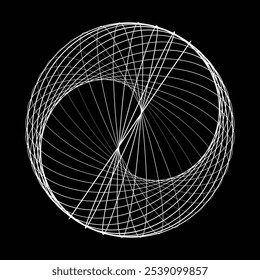 Lines in Circle Form . Rotate rounded shape Vector Illustration .Rotating circles form a ring.Rotating design element . Various circle lines forming round frame . Abstract Geometric line art .