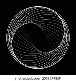 Lines in Circle Form . Rotate rounded shape Vector Illustration .Rotating circles form a ring.Rotating design element . Various circle lines forming round frame . Abstract Geometric line art .