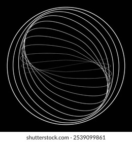 Lines in Circle Form . Rotate rounded shape Vector Illustration .Rotating circles form a ring.Rotating design element . Various circle lines forming round frame . Abstract Geometric line art .