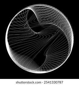 Linhas em forma de círculo . Girar forma arredondada Ilustração de vetor .Círculos giratórios formam um elemento de design ring.Rotating . Várias linhas de círculo formando quadro redondo . Arte de linha geométrica abstrata 