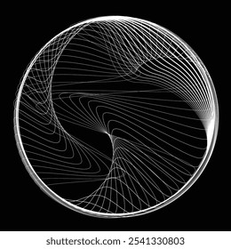 Linhas em forma de círculo . Girar forma arredondada Ilustração de vetor .Círculos giratórios formam um elemento de design ring.Rotating . Várias linhas de círculo formando quadro redondo . Arte de linha geométrica abstrata 