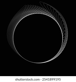 Linhas em forma de círculo . Girar forma arredondada Ilustração de vetor .Círculos giratórios formam um elemento de design ring.Rotating . Várias linhas de círculo formando quadro redondo . Arte de linha geométrica abstrata 