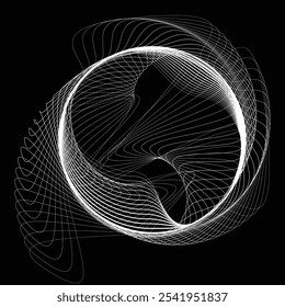 Linhas em forma de círculo . Girar forma arredondada Ilustração de vetor .Círculos giratórios formam um elemento de design ring.Rotating . Várias linhas de círculo formando quadro redondo . Arte de linha geométrica abstrata 