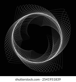 Linhas em forma de círculo . Girar forma arredondada Ilustração de vetor .Círculos giratórios formam um elemento de design ring.Rotating . Várias linhas de círculo formando quadro redondo . Arte de linha geométrica abstrata 