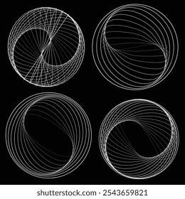 Linhas em forma de círculo . Girar forma arredondada Ilustração de vetor .Círculos giratórios formam um elemento de design ring.Rotating . Várias linhas de círculo formando quadro redondo . Arte de linha geométrica abstrata .