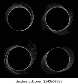 Linhas em forma de círculo . Girar forma arredondada Ilustração de vetor .Círculos giratórios formam um elemento de design ring.Rotating . Várias linhas de círculo formando quadro redondo . Arte de linha geométrica abstrata .