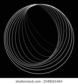 Linien in Kreisform . Rotierende abgerundete Form Vektorgrafik .Rotierende Kreise bilden einen Ring.Rotierendes Design-Element . Verschiedene Kreislinien, die einen runden Rahmen bilden. Abstrakte geometrische Linienart .