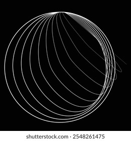 Linhas em forma de círculo . Girar forma arredondada Ilustração de vetor .Círculos giratórios formam um elemento de design ring.Rotating . Várias linhas de círculo formando quadro redondo . Arte de linha geométrica abstrata .