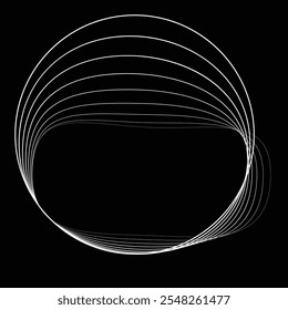 Linien in Kreisform . Rotierende abgerundete Form Vektorgrafik .Rotierende Kreise bilden einen Ring.Rotierendes Design-Element . Verschiedene Kreislinien, die einen runden Rahmen bilden. Abstrakte geometrische Linienart .