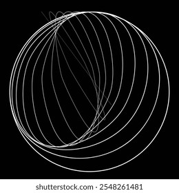 Linhas em forma de círculo . Girar forma arredondada Ilustração de vetor .Círculos giratórios formam um elemento de design ring.Rotating . Várias linhas de círculo formando quadro redondo . Arte de linha geométrica abstrata .