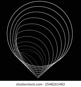 Linhas em forma de círculo . Girar forma arredondada Ilustração de vetor .Círculos giratórios formam um elemento de design ring.Rotating . Várias linhas de círculo formando quadro redondo . Arte de linha geométrica abstrata .