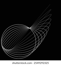 Linhas em forma de círculo . Girar forma arredondada Ilustração de vetor .Círculos giratórios formam um elemento de design ring.Rotating . Várias linhas de círculo formando quadro redondo . Arte de linha geométrica abstrata .