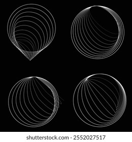 Linien in Kreisform . Rotierende abgerundete Form Vektorgrafik .Rotierende Kreise bilden einen Ring.Rotierendes Design-Element . Verschiedene Kreislinien, die einen runden Rahmen bilden. Abstrakte geometrische Linienart .