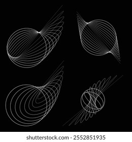 Linien in Kreisform . Rotierende abgerundete Form Vektorgrafik .Rotierende Kreise bilden einen Ring.Rotierendes Design-Element . Verschiedene Kreislinien, die einen runden Rahmen bilden. Abstrakte geometrische Linienart .