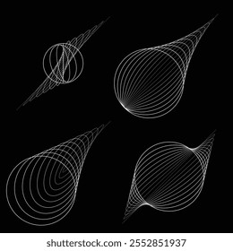 Linien in Kreisform . Rotierende abgerundete Form Vektorgrafik .Rotierende Kreise bilden einen Ring.Rotierendes Design-Element . Verschiedene Kreislinien, die einen runden Rahmen bilden. Abstrakte geometrische Linienart .