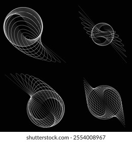 Lines in Circle Form . Rotate rounded shape Vector Illustration .Rotating circles form a ring.Rotating design element . Various circle lines forming round frame . Abstract Geometric line art .
