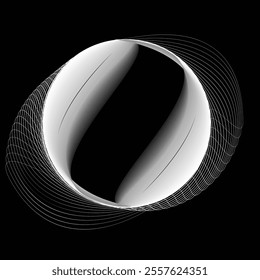 Lines in Circle Form . Rotate rounded shape Vector Illustration .Rotating circles form a ring.Rotating design element . Various circle lines forming round frame . Abstract Geometric line art .
