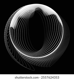 Lines in Circle Form . Rotate rounded shape Vector Illustration .Rotating circles form a ring.Rotating design element . Various circle lines forming round frame . Abstract Geometric line art .
