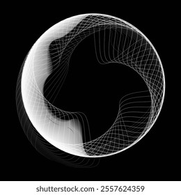 Lines in Circle Form . Rotate rounded shape Vector Illustration .Rotating circles form a ring.Rotating design element . Various circle lines forming round frame . Abstract Geometric line art .
