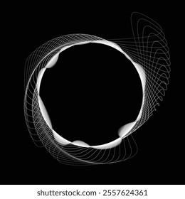 Lines in Circle Form . Rotate rounded shape Vector Illustration .Rotating circles form a ring.Rotating design element . Various circle lines forming round frame . Abstract Geometric line art .
