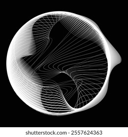 Lines in Circle Form . Rotate rounded shape Vector Illustration .Rotating circles form a ring.Rotating design element . Various circle lines forming round frame . Abstract Geometric line art .
