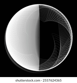 Lines in Circle Form . Rotate rounded shape Vector Illustration .Rotating circles form a ring.Rotating design element . Various circle lines forming round frame . Abstract Geometric line art .
