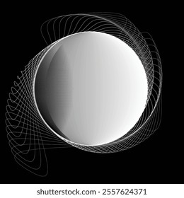 Lines in Circle Form . Rotate rounded shape Vector Illustration .Rotating circles form a ring.Rotating design element . Various circle lines forming round frame . Abstract Geometric line art .
