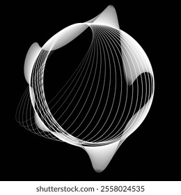 Lines in Circle Form . Rotate rounded shape Vector Illustration .Rotating circles form a ring.Rotating design element . Various circle lines forming round frame . Abstract Geometric line art .
