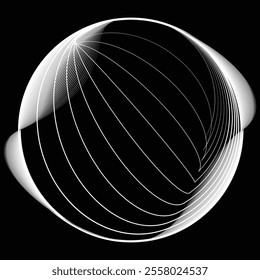 Lines in Circle Form . Rotate rounded shape Vector Illustration .Rotating circles form a ring.Rotating design element . Various circle lines forming round frame . Abstract Geometric line art .
